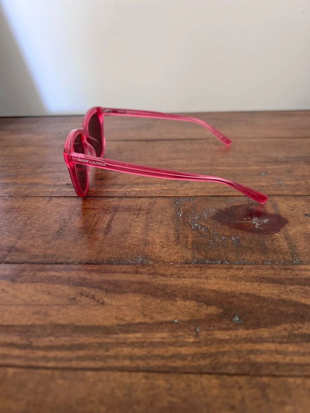 Saint Laurent 53mm Pink Classic Wayfarer Acetate Frame Sunglasses w/Black Case.